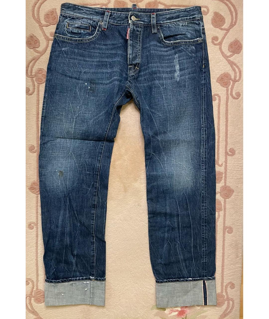 DSQUARED2 Синие хлопковые прямые джинсы, фото 5