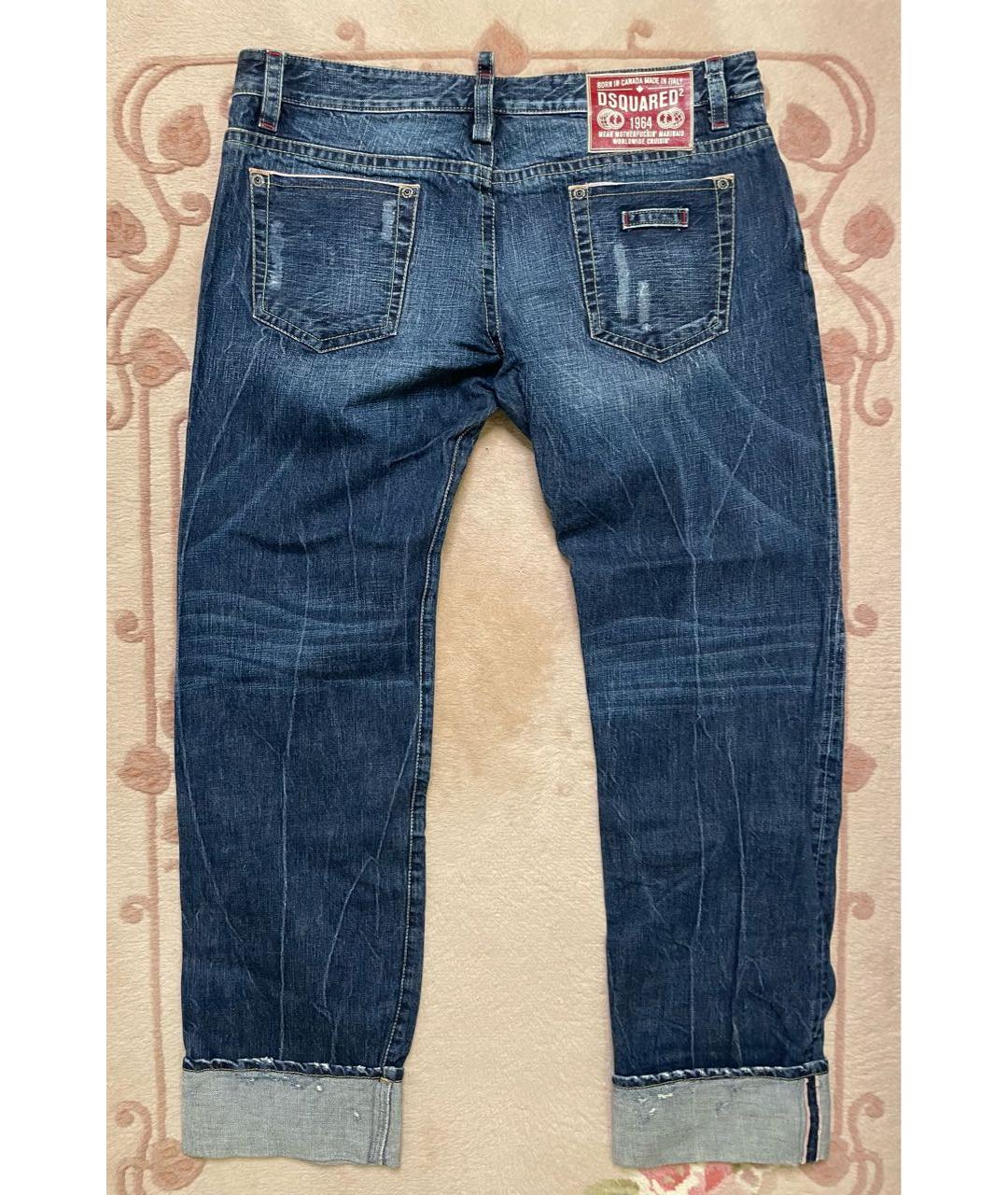 DSQUARED2 Синие хлопковые прямые джинсы, фото 2