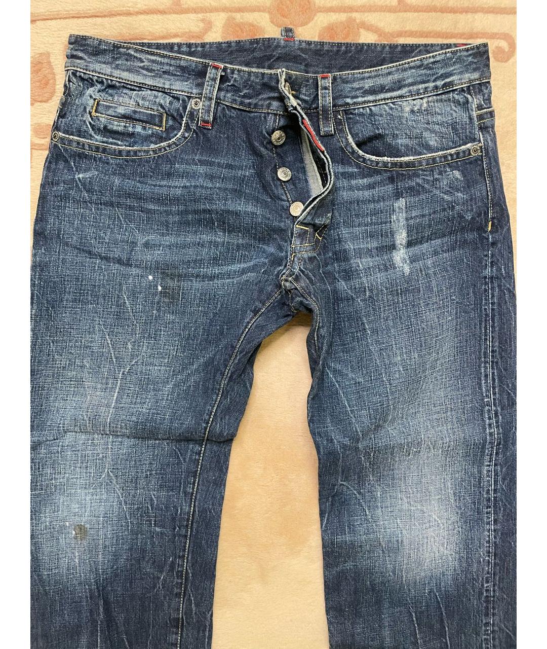 DSQUARED2 Синие хлопковые прямые джинсы, фото 3