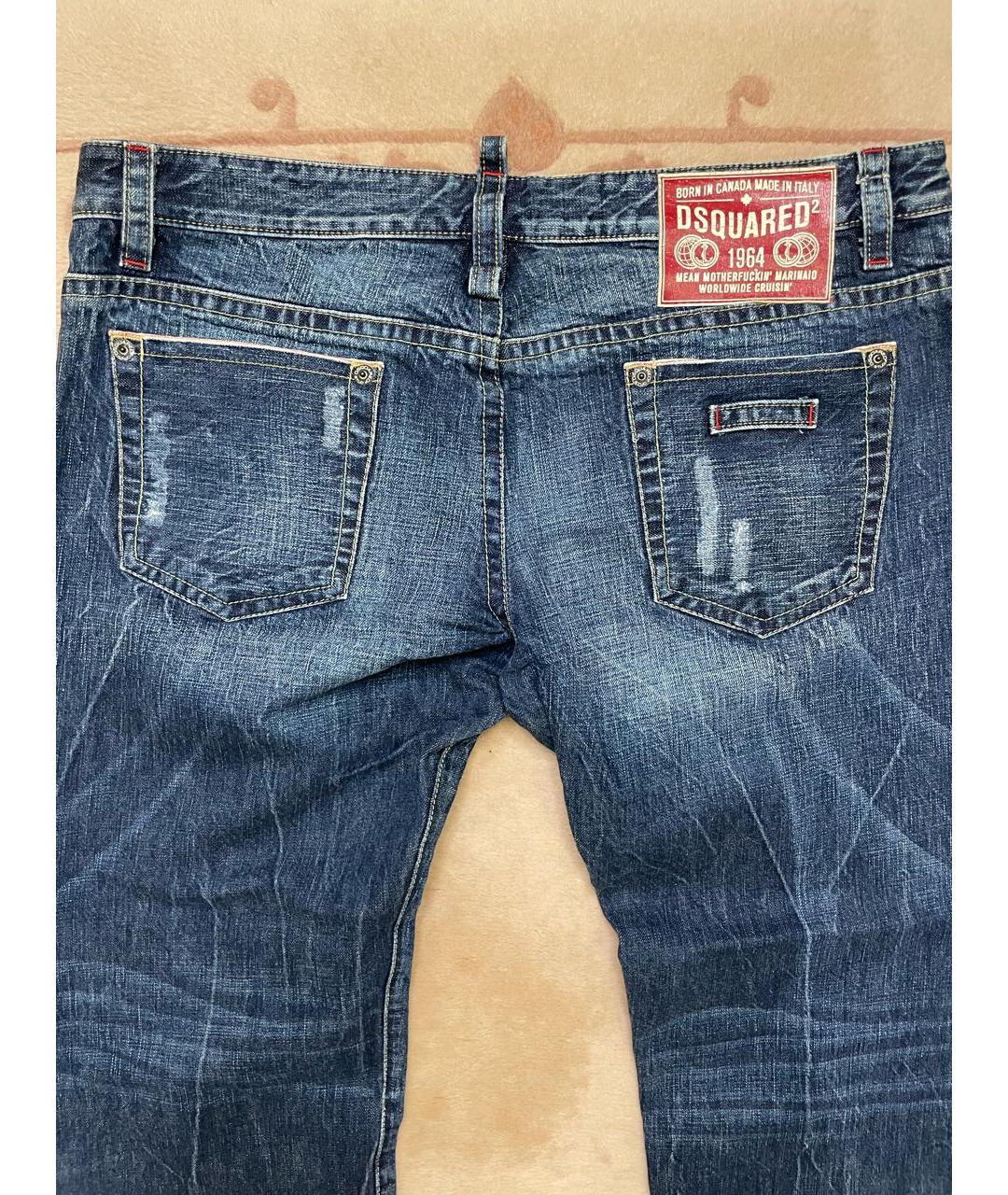 DSQUARED2 Синие хлопковые прямые джинсы, фото 4