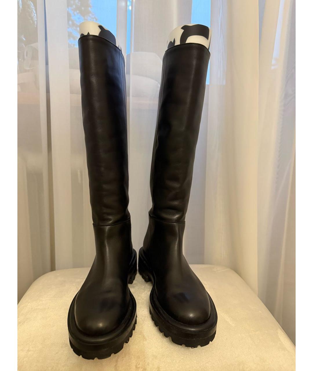 WEEKEND MAX MARA Черные кожаные сапоги, фото 2