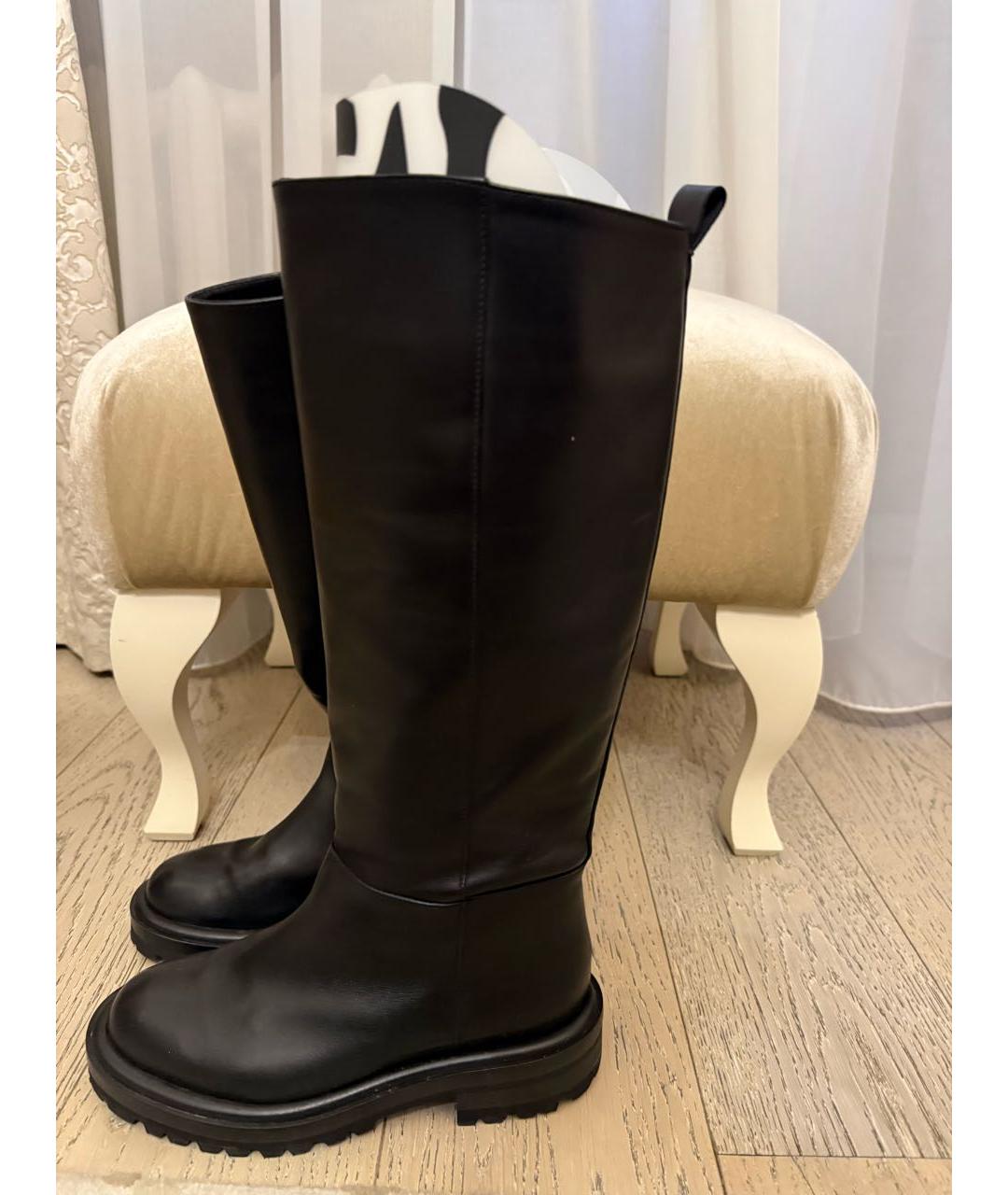 WEEKEND MAX MARA Черные кожаные сапоги, фото 3