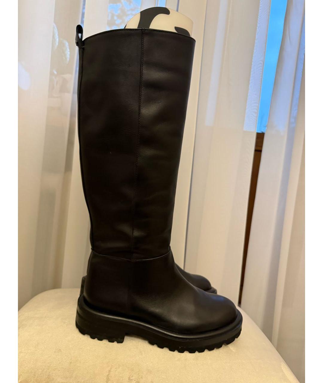 WEEKEND MAX MARA Черные кожаные сапоги, фото 9