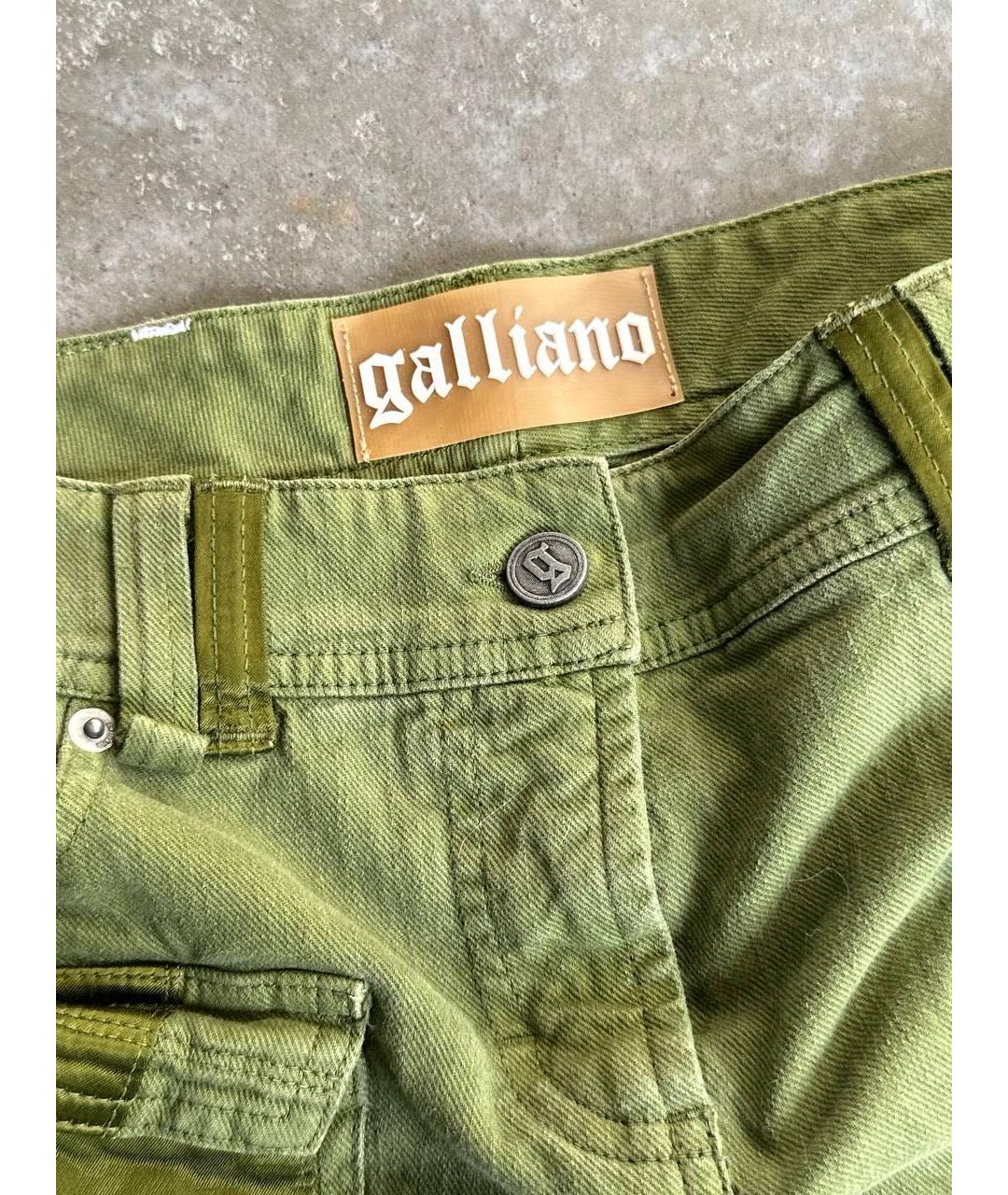 JOHN GALLIANO Хаки хлопковая юбка мини, фото 4