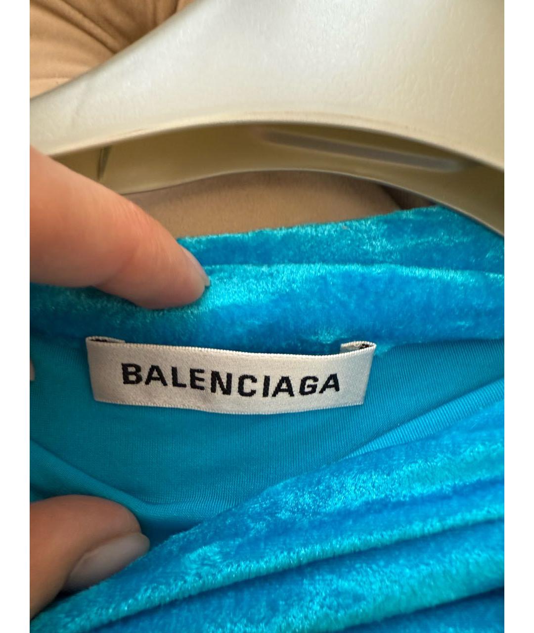 BALENCIAGA Голубое полиамидовое коктейльное платье, фото 3