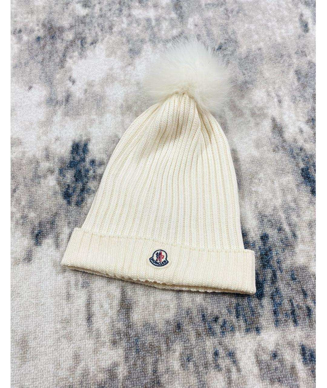MONCLER Белая шерстяная шапка, фото 2