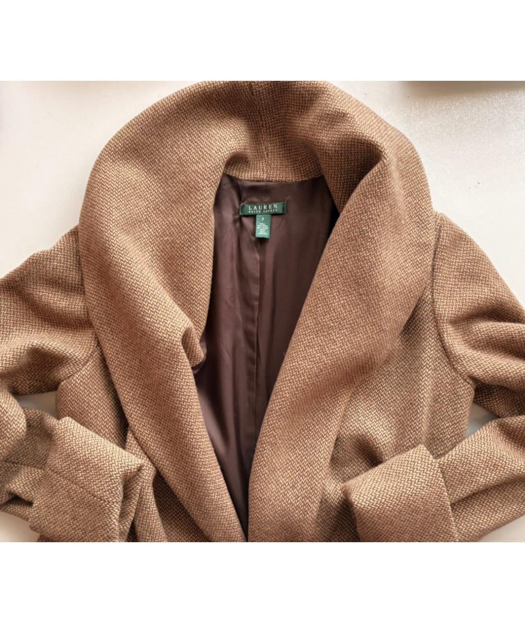 RALPH LAUREN Коричневое шерстяное пальто, фото 4