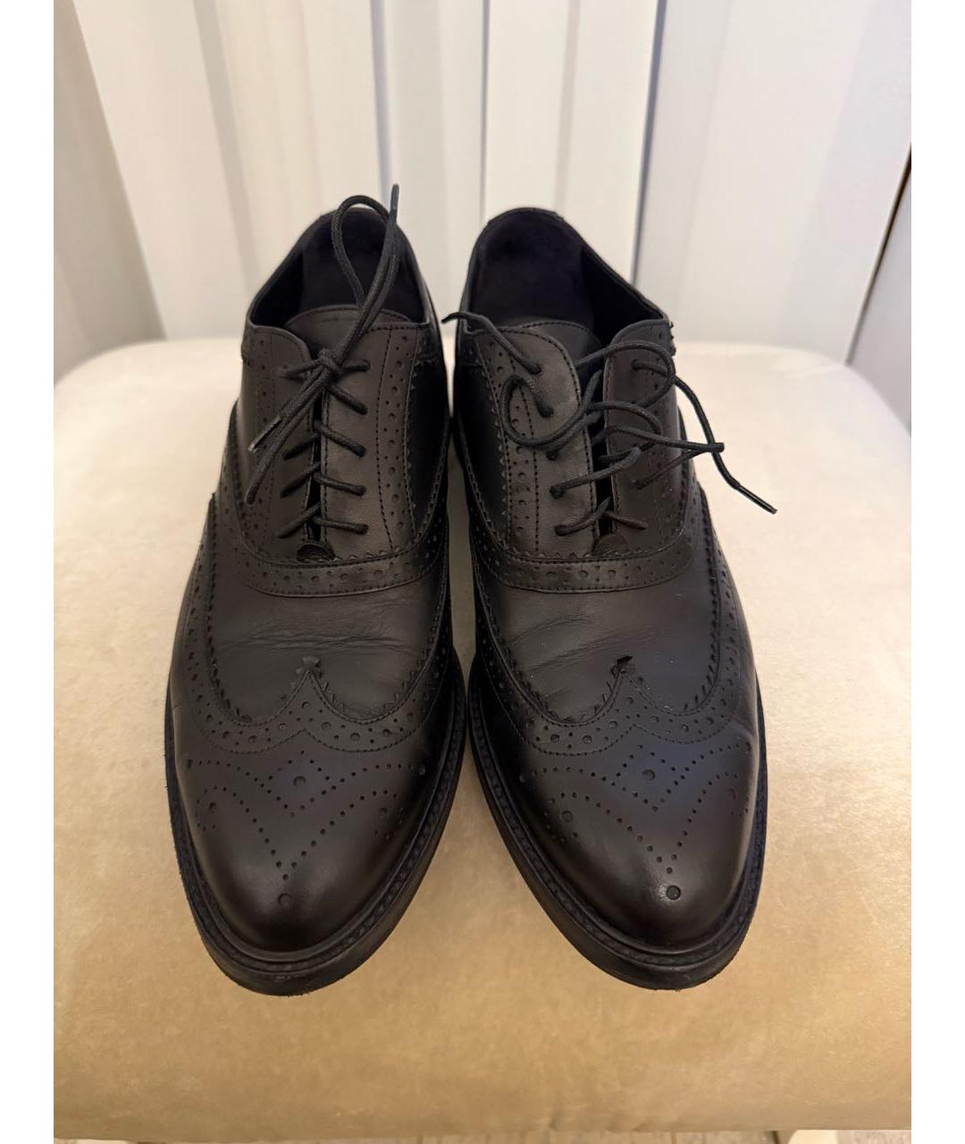 BURBERRY Черные кожаные брогги и оксфорды, фото 2