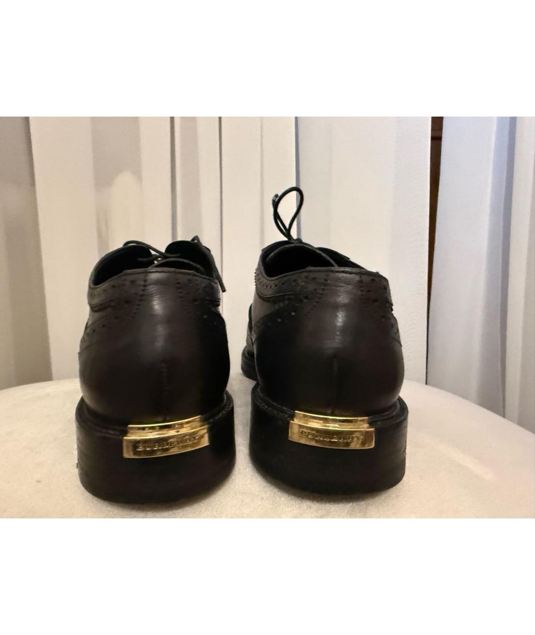 BURBERRY Черные кожаные брогги и оксфорды, фото 4