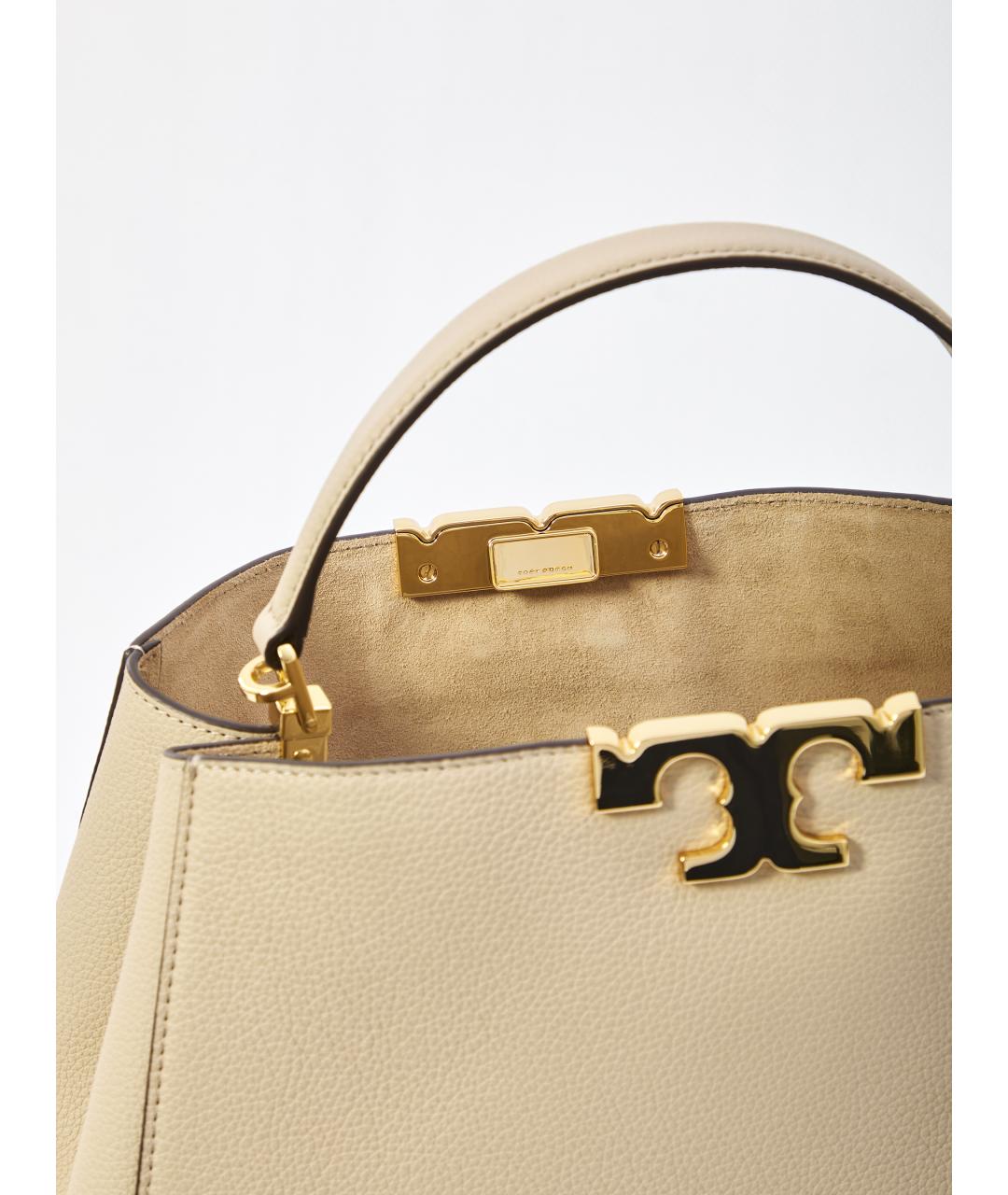 TORY BURCH Бежевая кожаная сумка через плечо, фото 4