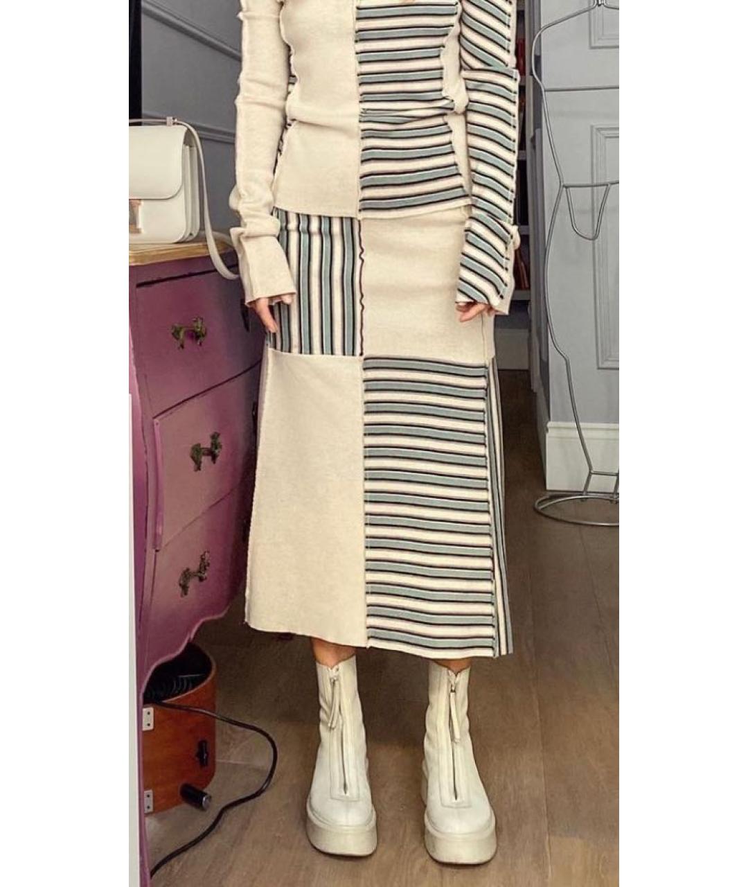 JIL SANDER Мульти шерстяная юбка миди, фото 5