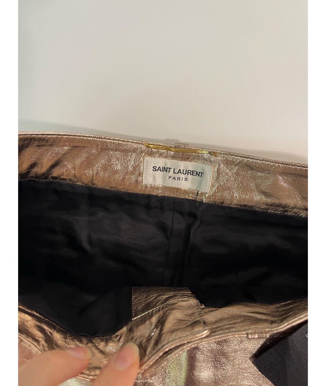 SAINT LAURENT Розовая кожаная юбка мини, фото 3