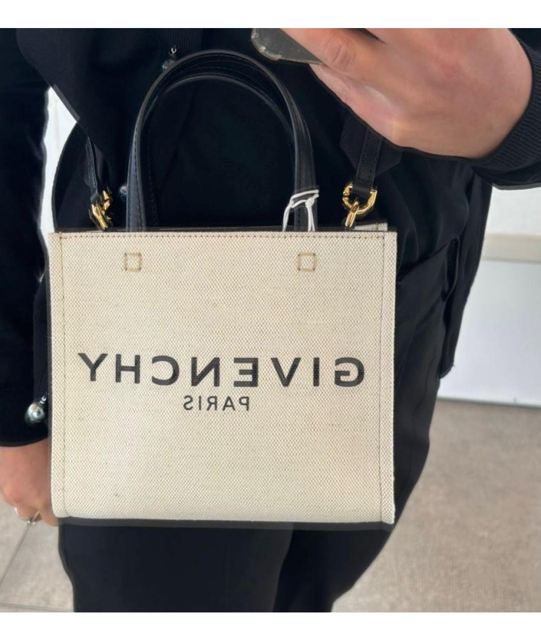 GIVENCHY Бежевая хлопковая сумка тоут, фото 2