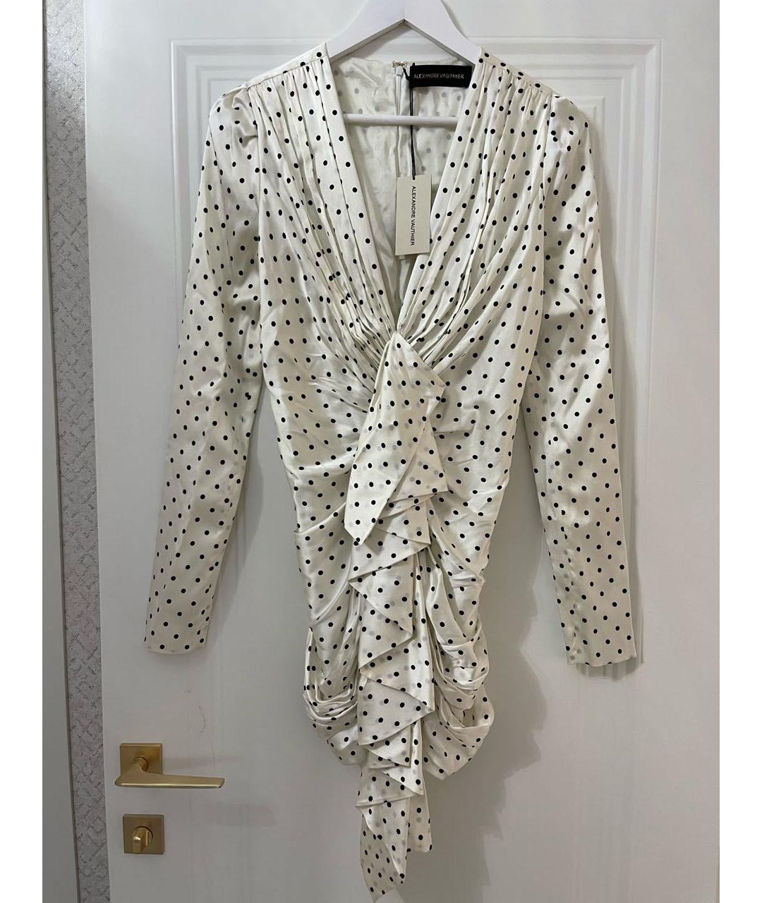 ALEXANDRE VAUTHIER Белое шелковое коктейльное платье, фото 5
