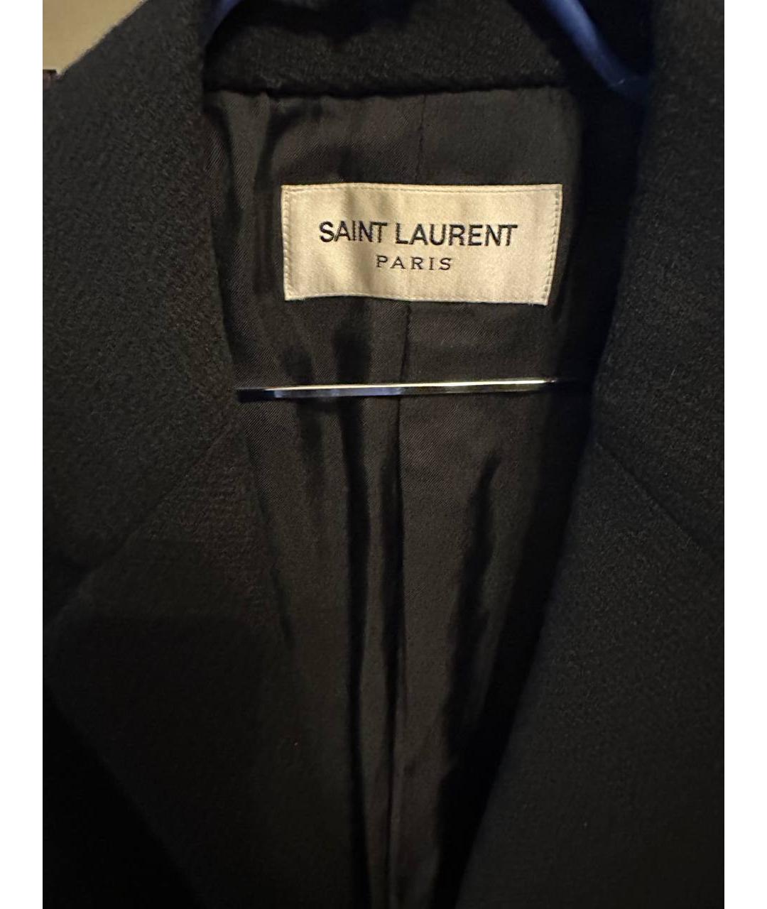 SAINT LAURENT Черное шерстяное пальто, фото 4