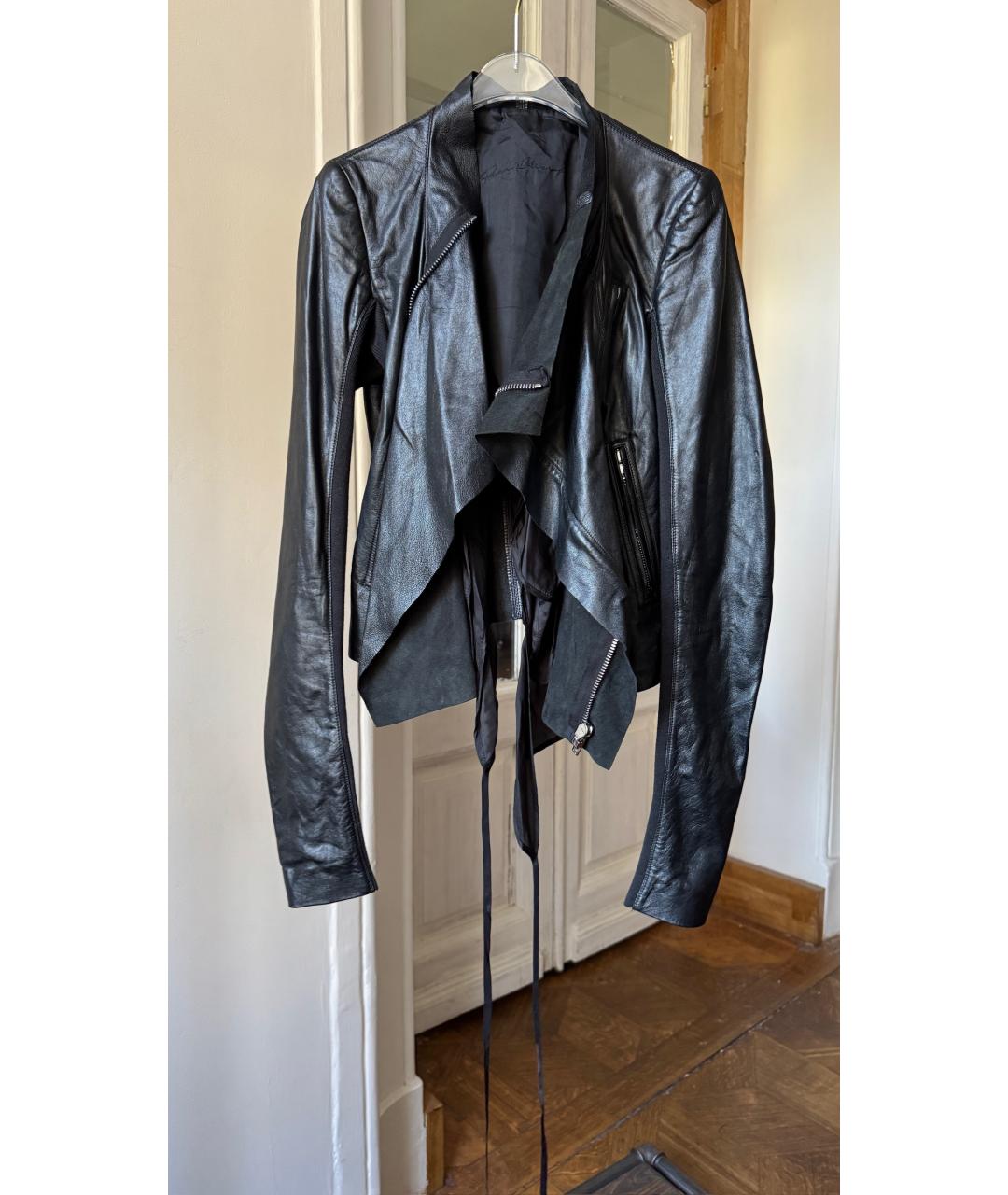 RICK OWENS Черная кожаная куртка, фото 2