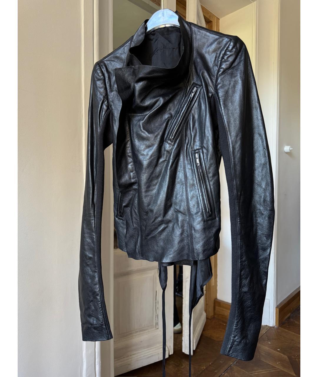 RICK OWENS Черная кожаная куртка, фото 8