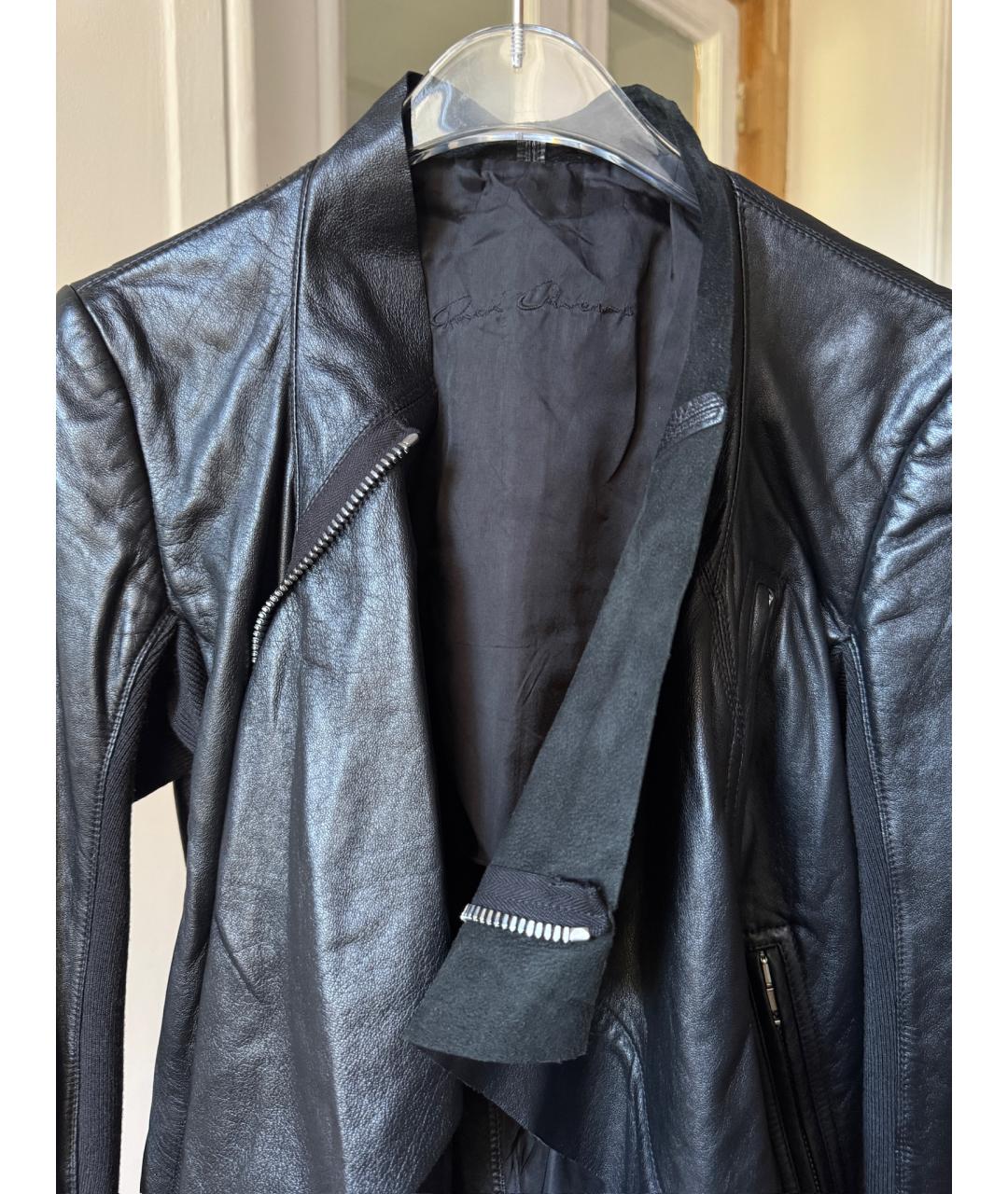 RICK OWENS Черная кожаная куртка, фото 3