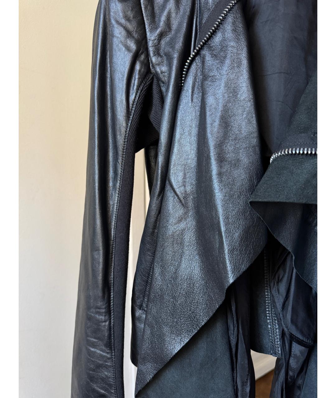 RICK OWENS Черная кожаная куртка, фото 5
