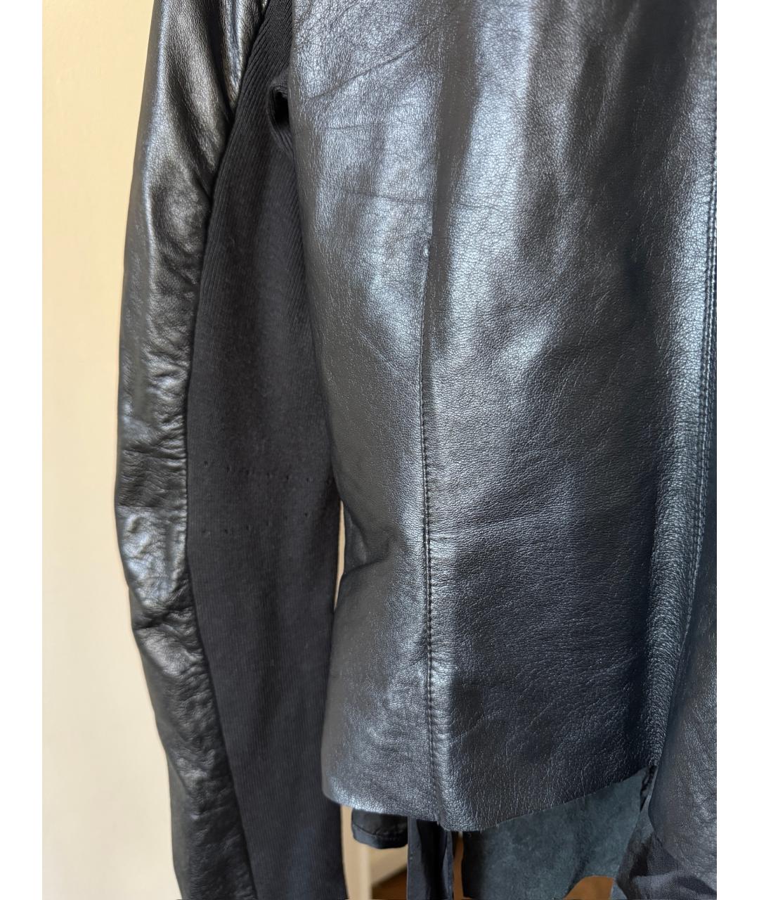 RICK OWENS Черная кожаная куртка, фото 4