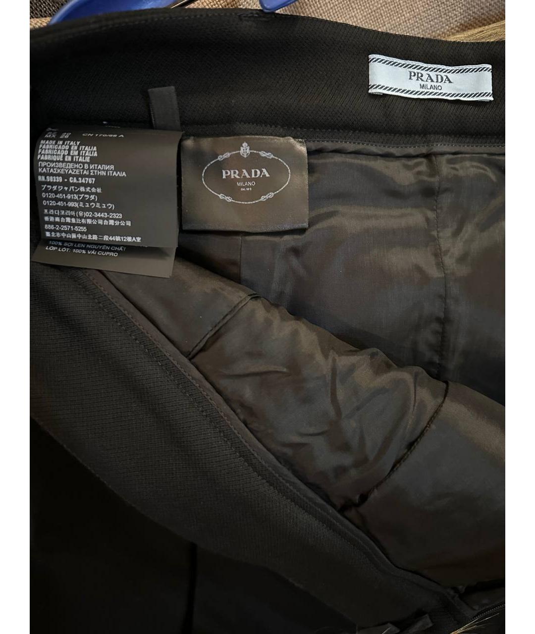 PRADA Черная шерстяная юбка миди, фото 3