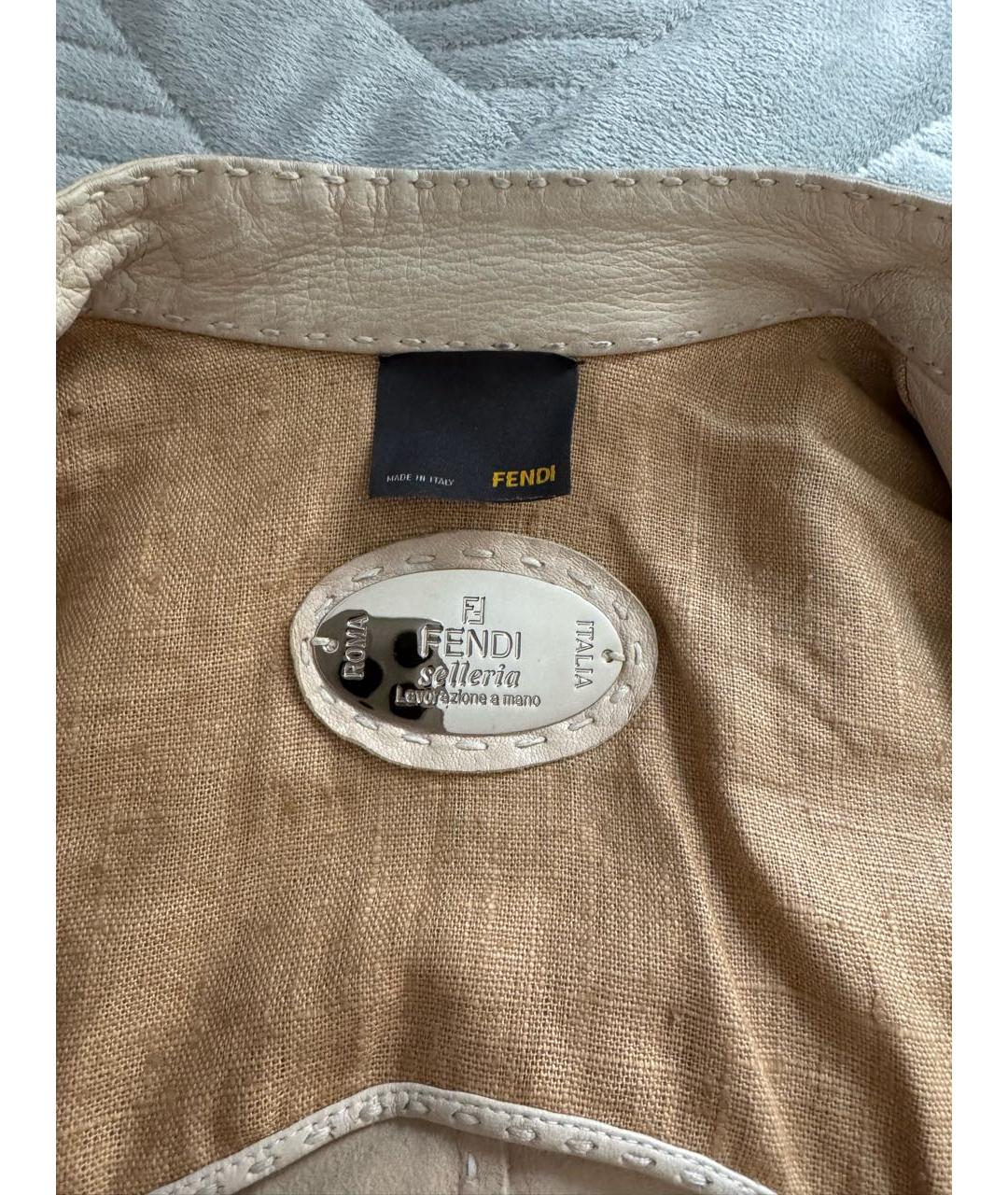 FENDI Бежевая кожаная куртка, фото 5