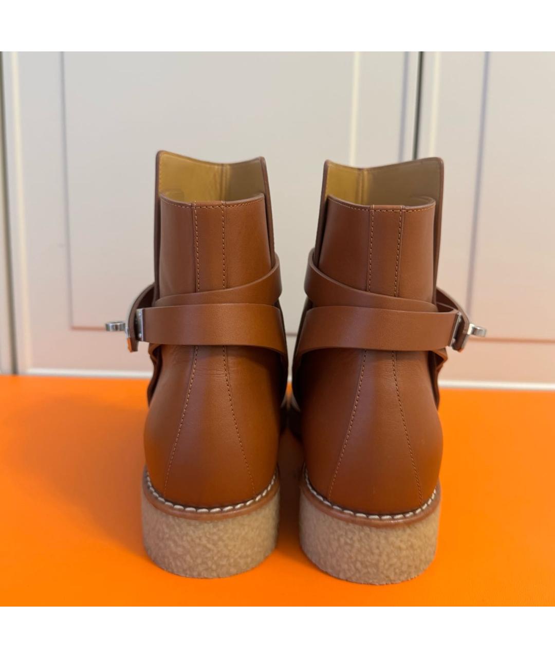 HERMES Коричневые кожаные полусапоги, фото 4