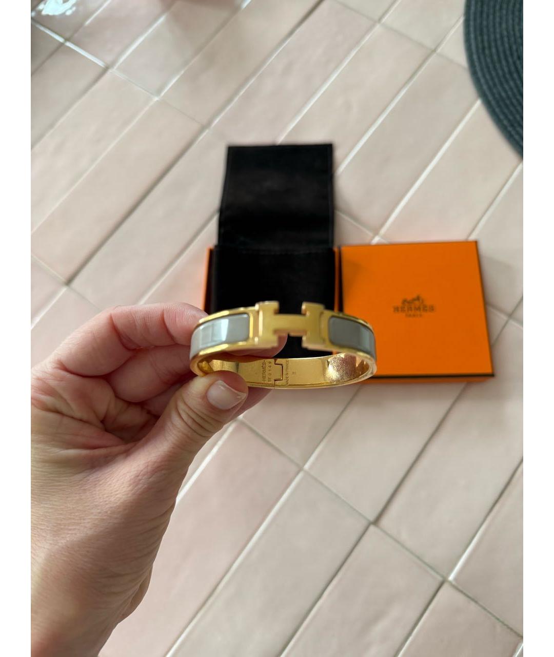 HERMES Бежевый металлический браслет, фото 5