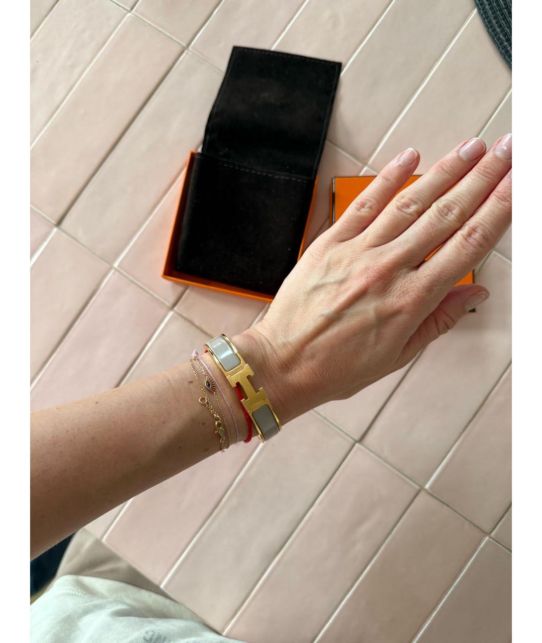 HERMES Бежевый металлический браслет, фото 6