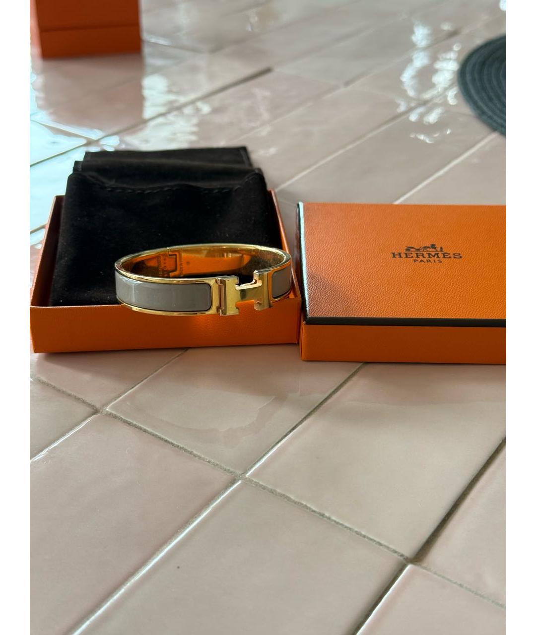 HERMES Бежевый металлический браслет, фото 2