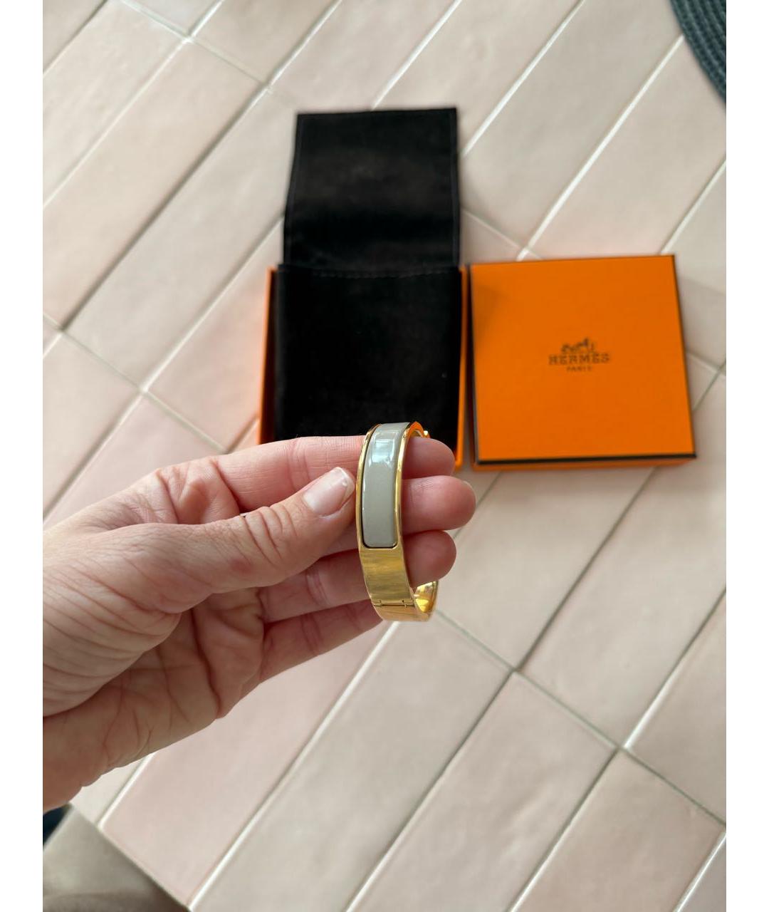 HERMES Бежевый металлический браслет, фото 4