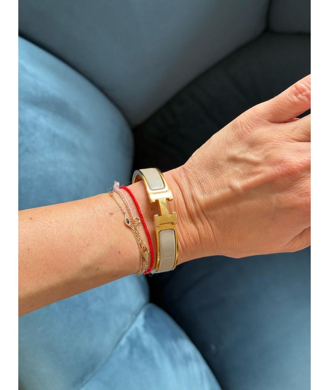 HERMES Бежевый металлический браслет, фото 7