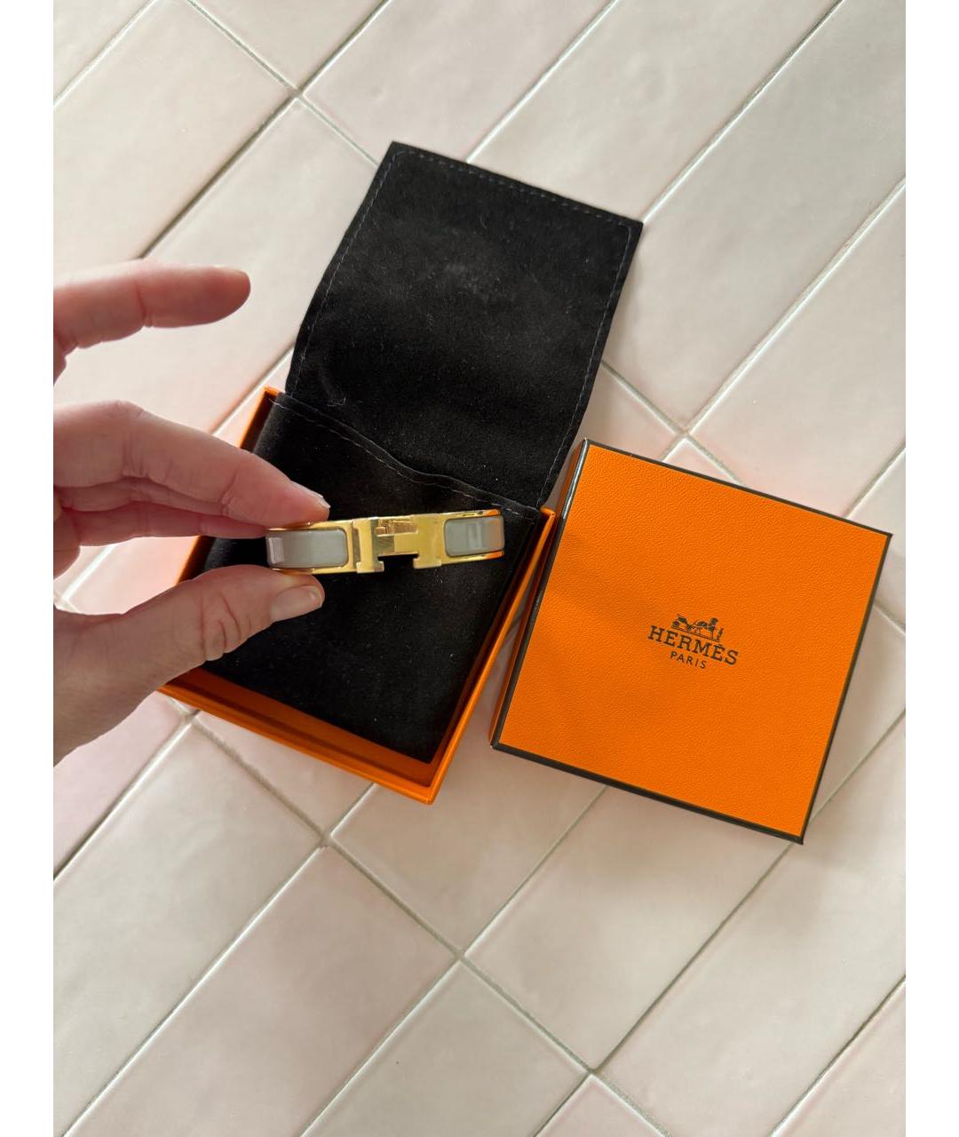 HERMES Бежевый металлический браслет, фото 3