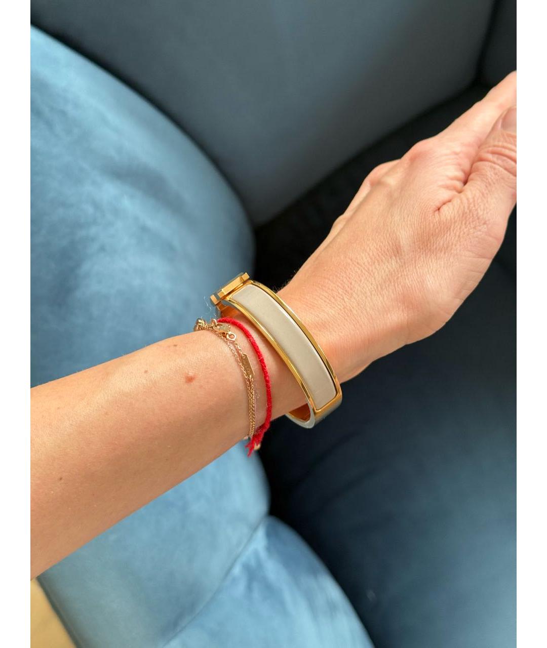 HERMES Бежевый металлический браслет, фото 8