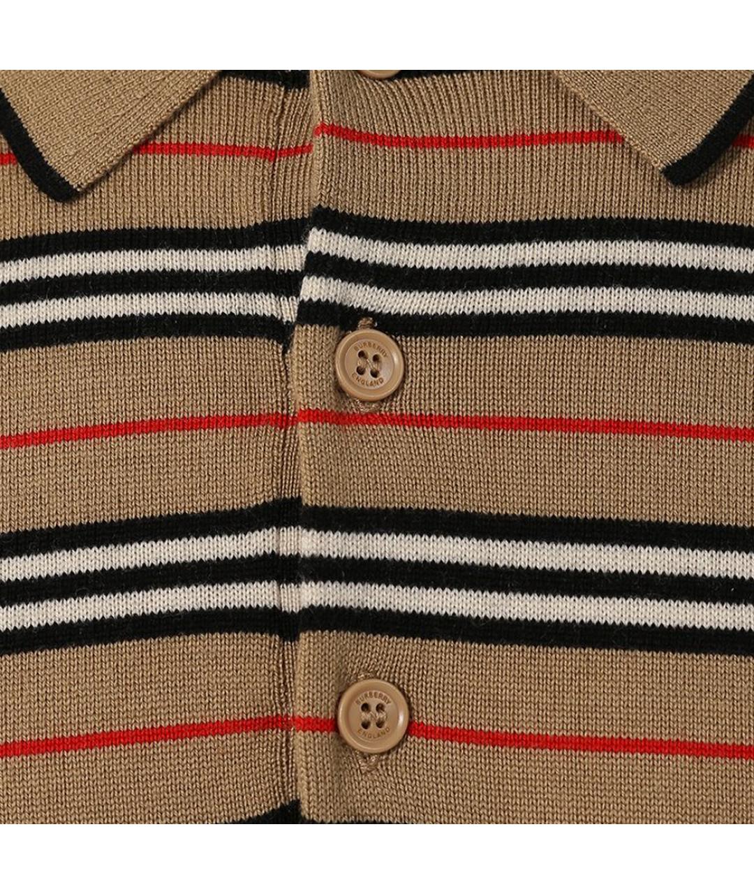 BURBERRY Бежевое хлопко-шерстяное поло с коротким рукавом, фото 5