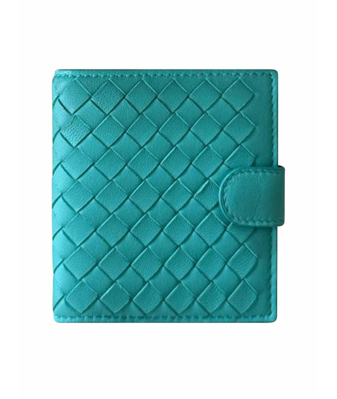 BOTTEGA VENETA Бирюзовый кожаный кошелек, фото 1