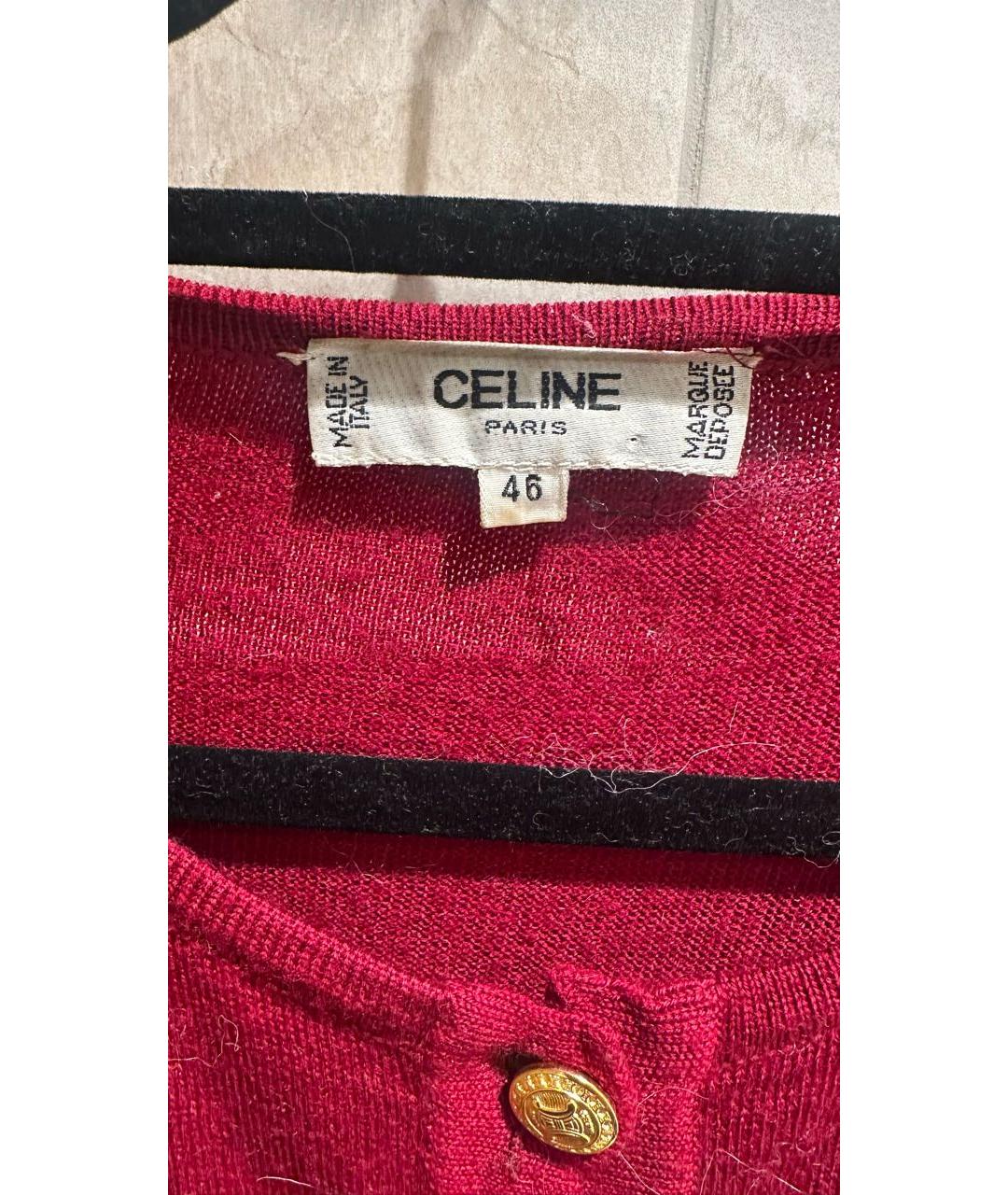 CELINE Бордовый шерстяной джемпер / свитер, фото 3