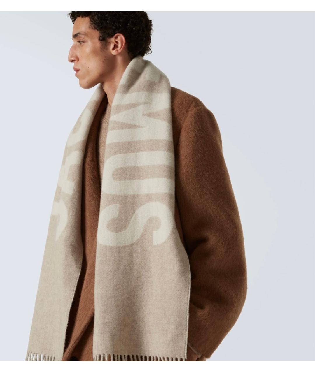 JACQUEMUS Бежевый шерстяной шарф, фото 2