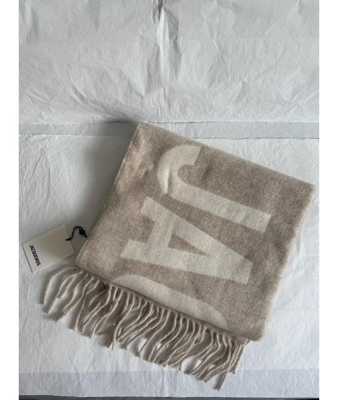 JACQUEMUS Бежевый шерстяной шарф, фото 4