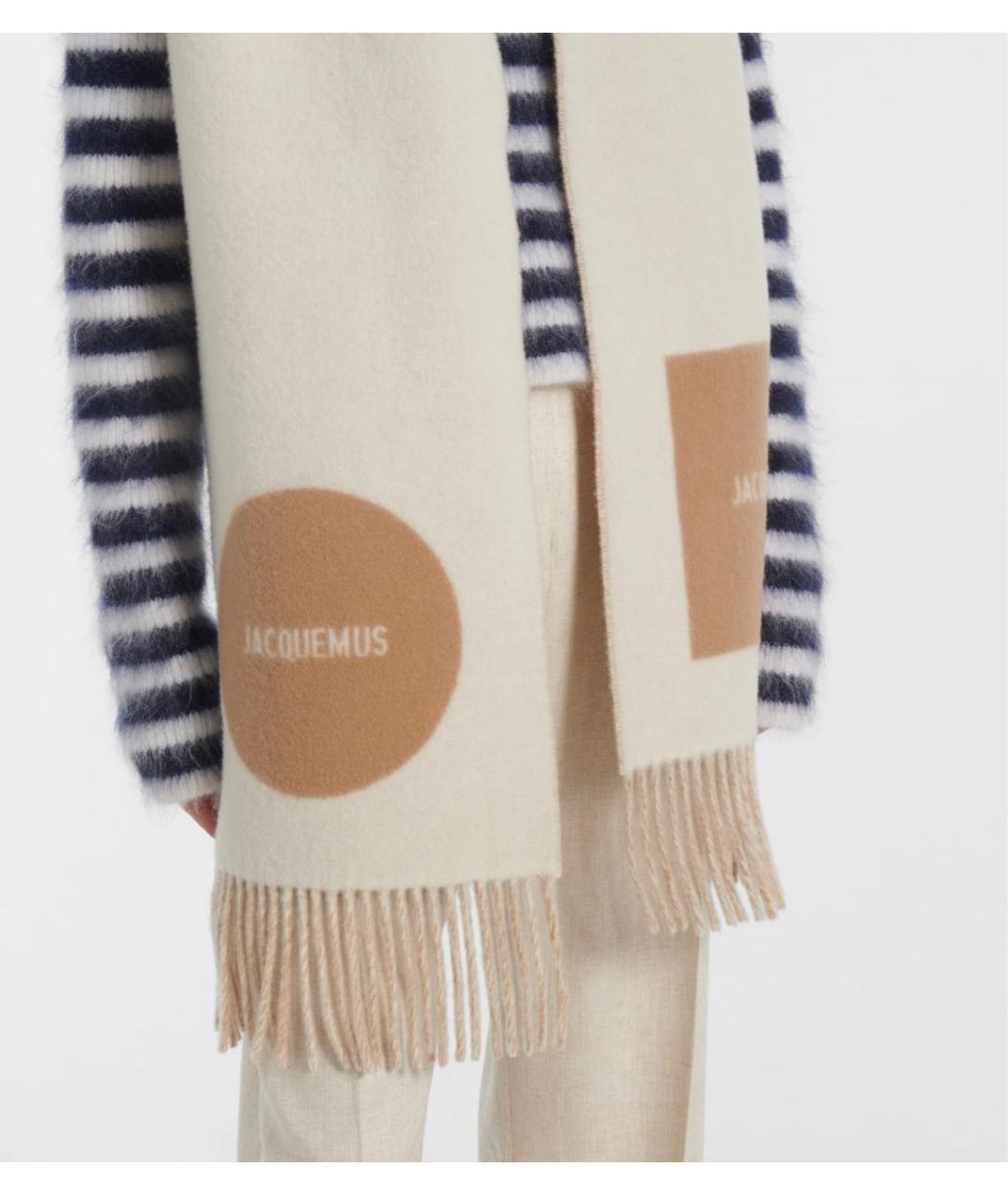 JACQUEMUS Бежевый шерстяной шарф, фото 3