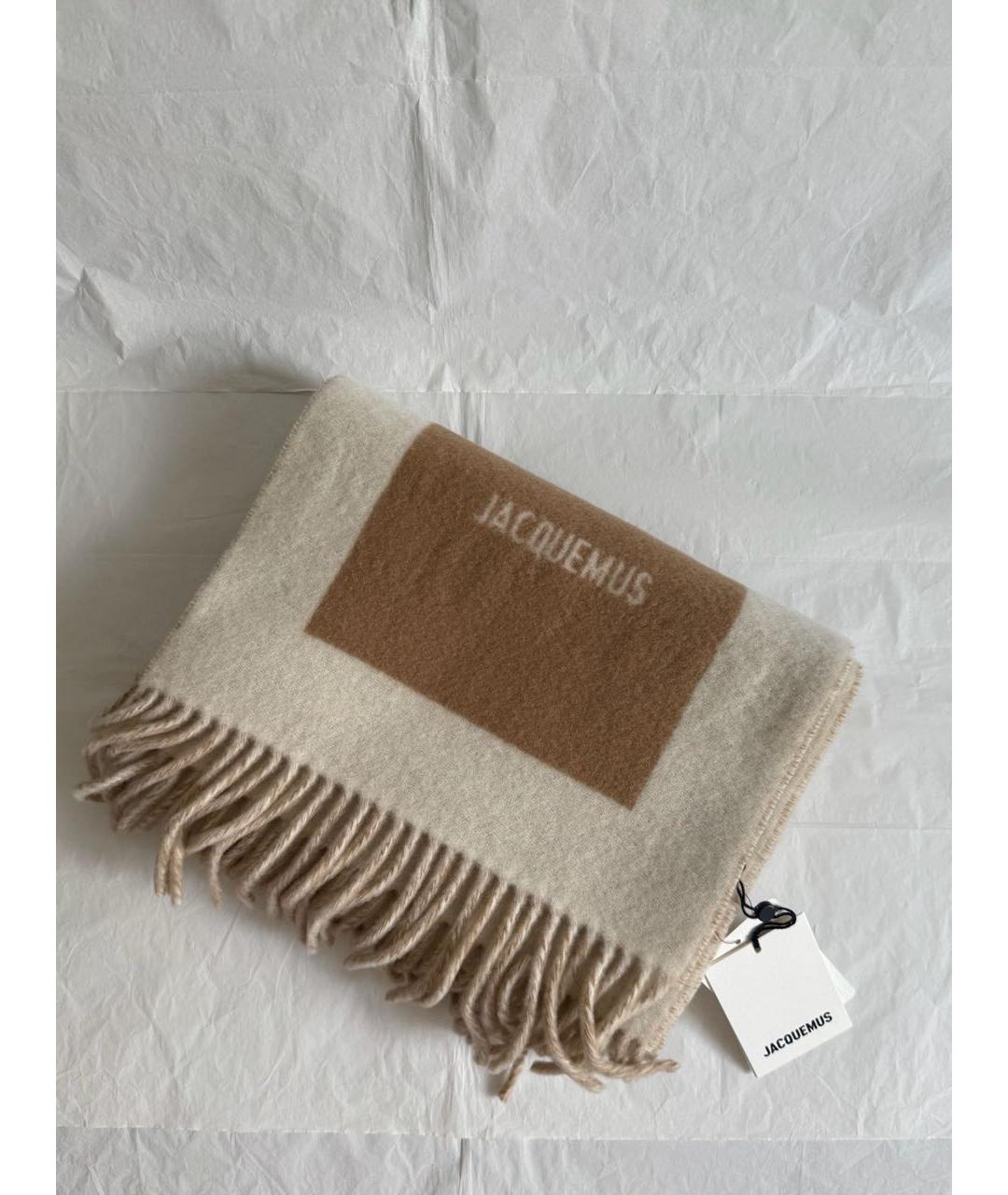 JACQUEMUS Бежевый шерстяной шарф, фото 5