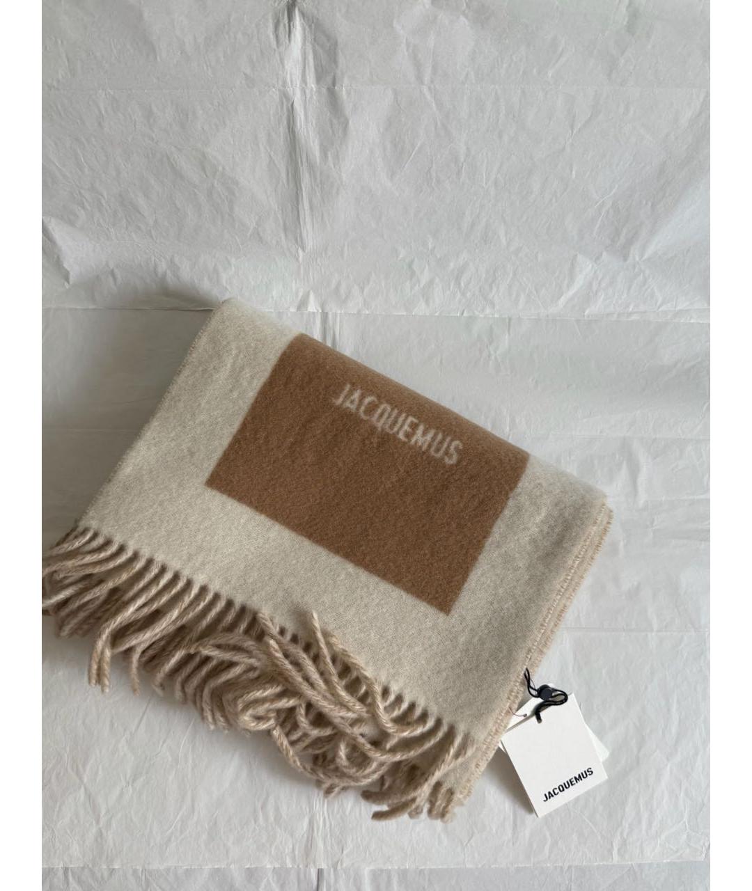 JACQUEMUS Бежевый шерстяной шарф, фото 4