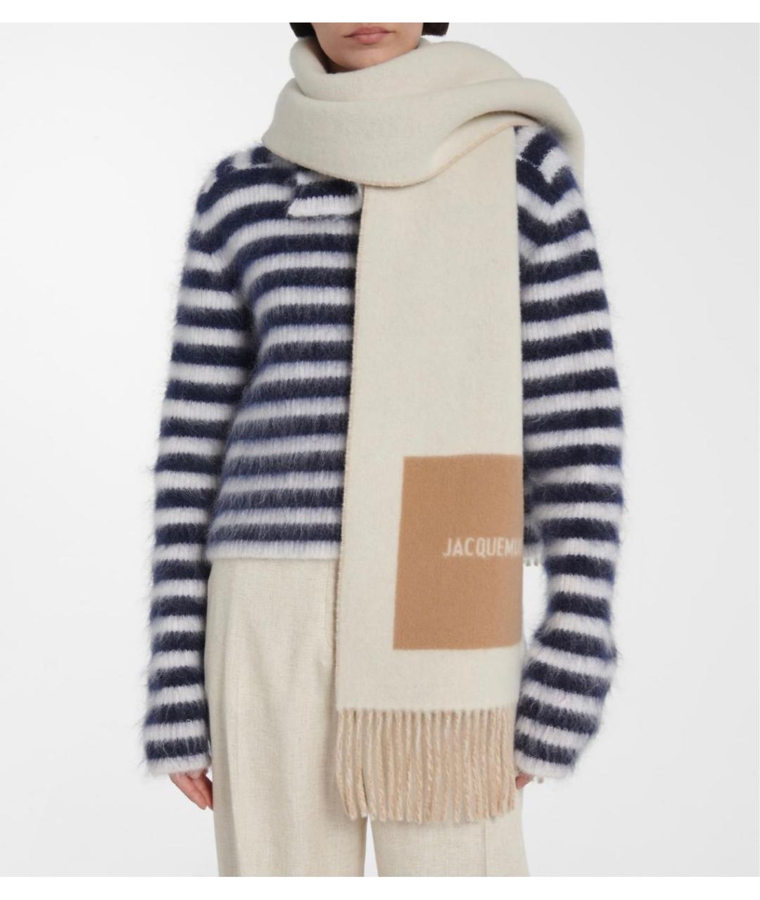 JACQUEMUS Бежевый шерстяной шарф, фото 2