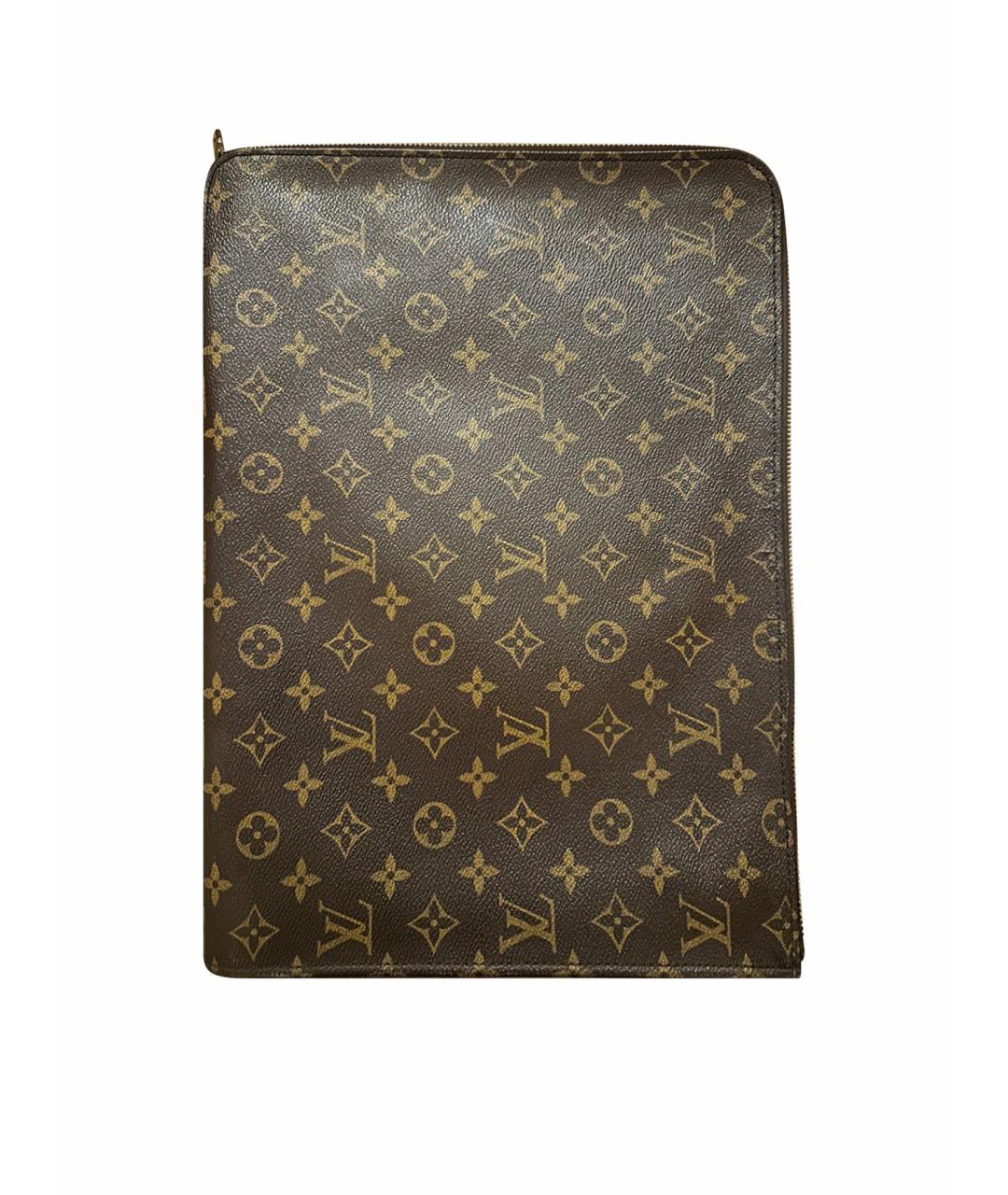 LOUIS VUITTON Горчичная кожаная папка для документов, фото 1