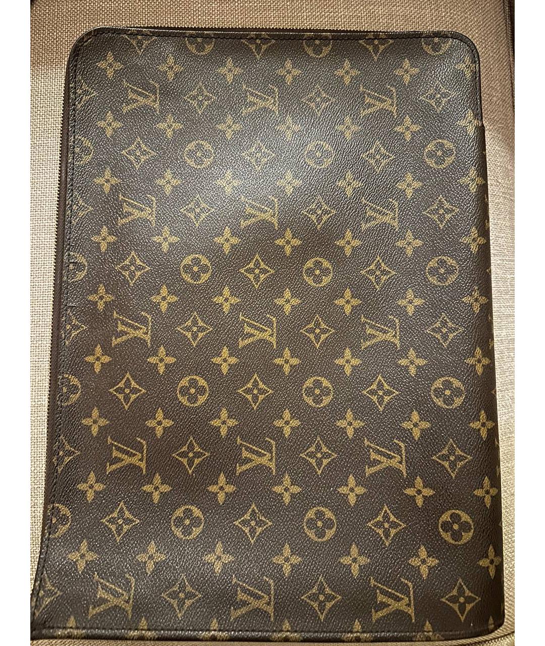 LOUIS VUITTON Горчичная кожаная папка для документов, фото 2