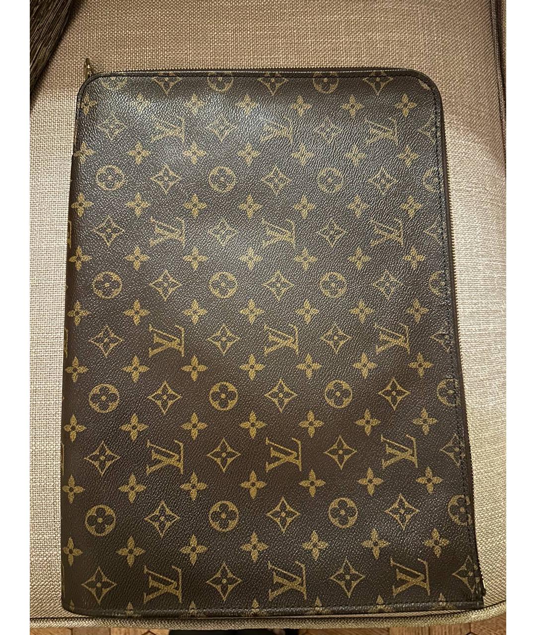 LOUIS VUITTON Горчичная кожаная папка для документов, фото 5