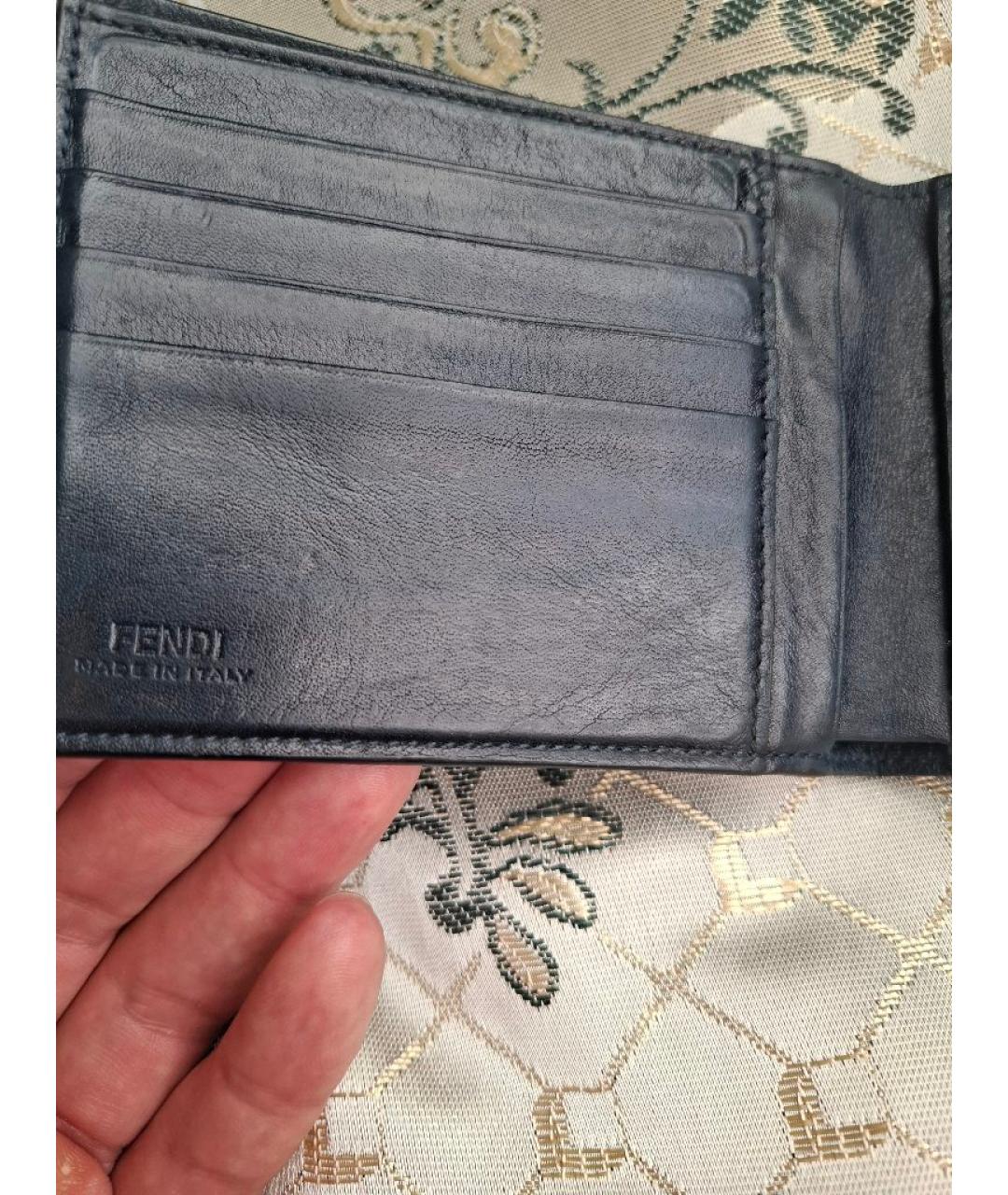 FENDI Синий кожаный кошелек, фото 3