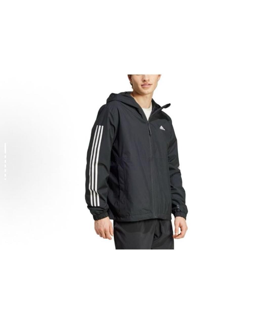 ADIDAS Черная полиэстеровая куртка, фото 4