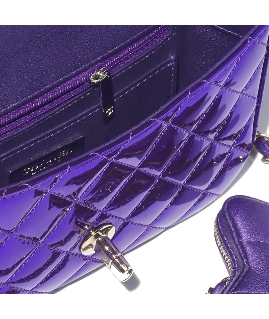 CHANEL Фиолетовая кожаная сумка через плечо, фото 4