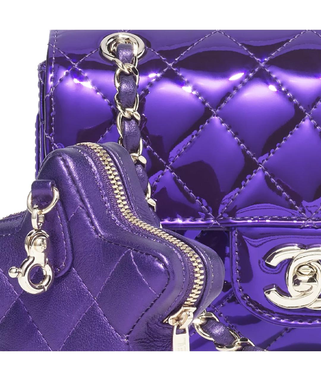 CHANEL Фиолетовая кожаная сумка через плечо, фото 3